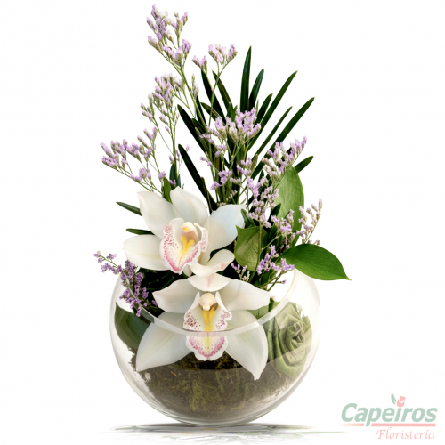 Pecera con Orquideas